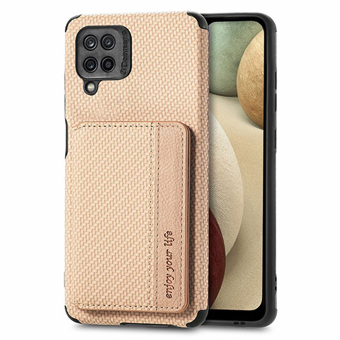 Funda Silicona Carcasa Ultrafina Goma con Magnetico S01D para Samsung Galaxy A12 Nacho Oro