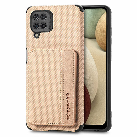 Funda Silicona Carcasa Ultrafina Goma con Magnetico S01D para Samsung Galaxy A12 Oro