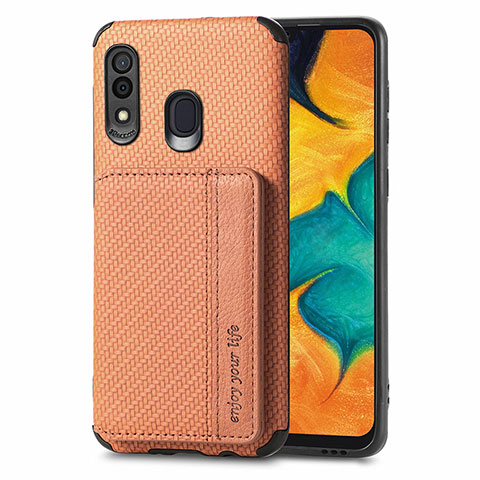 Funda Silicona Carcasa Ultrafina Goma con Magnetico S01D para Samsung Galaxy A20 Marron