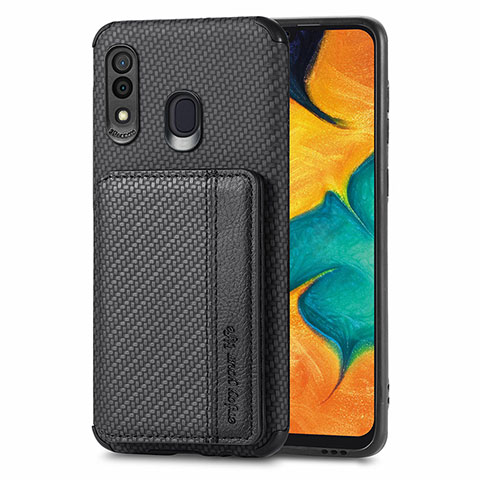 Funda Silicona Carcasa Ultrafina Goma con Magnetico S01D para Samsung Galaxy A20 Negro