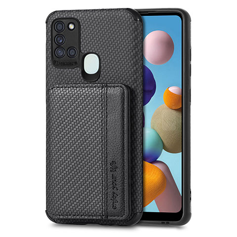 Funda Silicona Carcasa Ultrafina Goma con Magnetico S01D para Samsung Galaxy A21s Negro