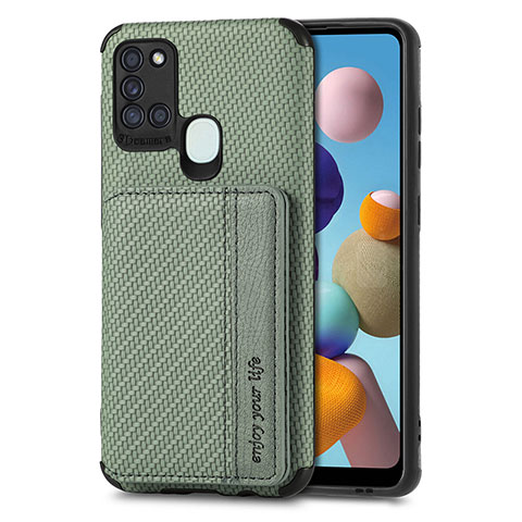 Funda Silicona Carcasa Ultrafina Goma con Magnetico S01D para Samsung Galaxy A21s Verde