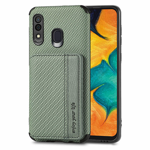 Funda Silicona Carcasa Ultrafina Goma con Magnetico S01D para Samsung Galaxy A30 Verde