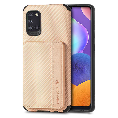 Funda Silicona Carcasa Ultrafina Goma con Magnetico S01D para Samsung Galaxy A31 Oro