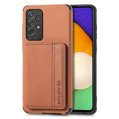 Funda Silicona Carcasa Ultrafina Goma con Magnetico S01D para Samsung Galaxy A52 5G Marron