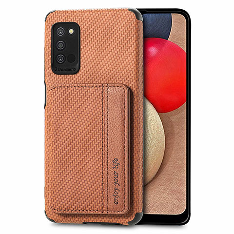 Funda Silicona Carcasa Ultrafina Goma con Magnetico S01D para Samsung Galaxy F02S SM-E025F Marron