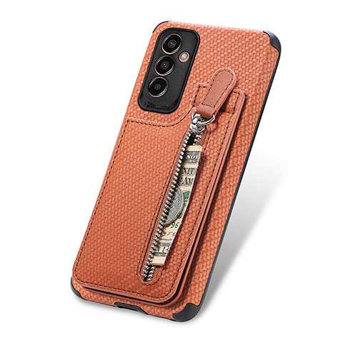 Funda Silicona Carcasa Ultrafina Goma con Magnetico S01D para Samsung Galaxy F13 4G Marron