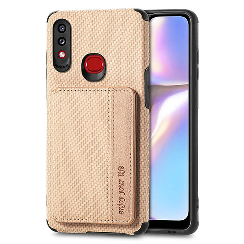 Funda Silicona Carcasa Ultrafina Goma con Magnetico S01D para Samsung Galaxy M01s Oro