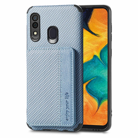 Funda Silicona Carcasa Ultrafina Goma con Magnetico S01D para Samsung Galaxy M10S Azul