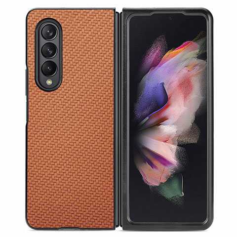 Funda Silicona Carcasa Ultrafina Goma con Magnetico S01D para Samsung Galaxy Z Fold3 5G Marron