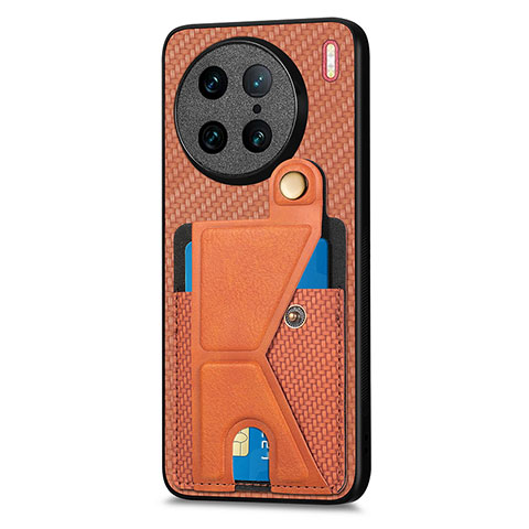 Funda Silicona Carcasa Ultrafina Goma con Magnetico S01D para Vivo X90 Pro 5G Marron