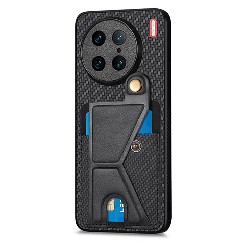 Funda Silicona Carcasa Ultrafina Goma con Magnetico S01D para Vivo X90 Pro 5G Negro