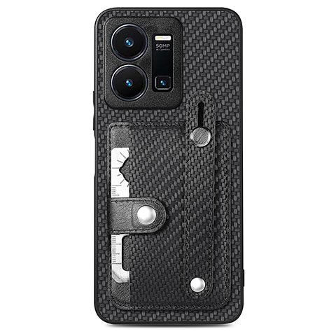 Funda Silicona Carcasa Ultrafina Goma con Magnetico S01D para Vivo Y35 4G Negro