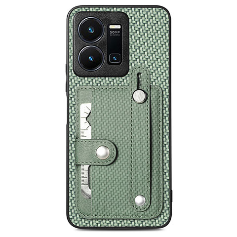 Funda Silicona Carcasa Ultrafina Goma con Magnetico S01D para Vivo Y35 4G Verde