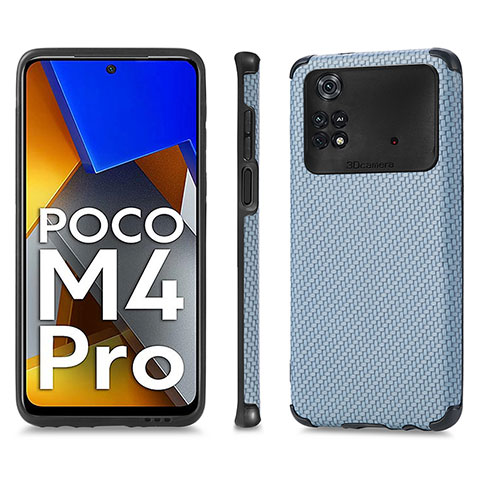 Funda Silicona Carcasa Ultrafina Goma con Magnetico S01D para Xiaomi Poco M4 Pro 4G Azul