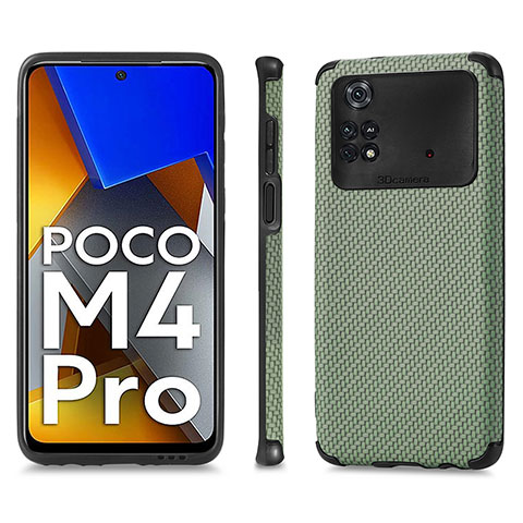 Funda Silicona Carcasa Ultrafina Goma con Magnetico S01D para Xiaomi Poco M4 Pro 4G Verde