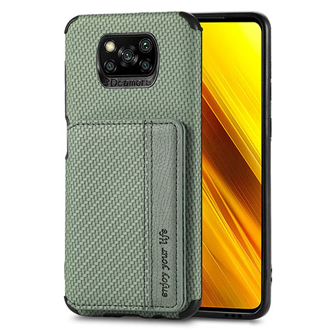 Funda Silicona Carcasa Ultrafina Goma con Magnetico S01D para Xiaomi Poco X3 NFC Verde