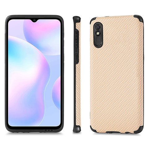 Funda Silicona Carcasa Ultrafina Goma con Magnetico S01D para Xiaomi Redmi 9A Oro