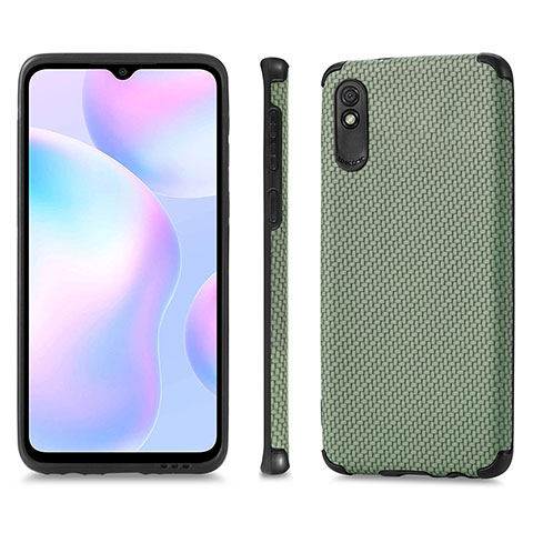 Funda Silicona Carcasa Ultrafina Goma con Magnetico S01D para Xiaomi Redmi 9A Verde