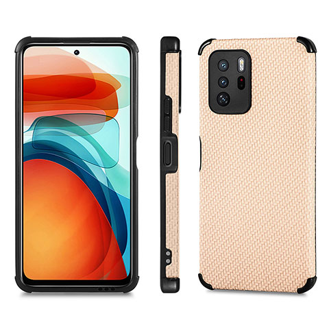 Funda Silicona Carcasa Ultrafina Goma con Magnetico S01D para Xiaomi Redmi Note 10 Pro 5G Oro