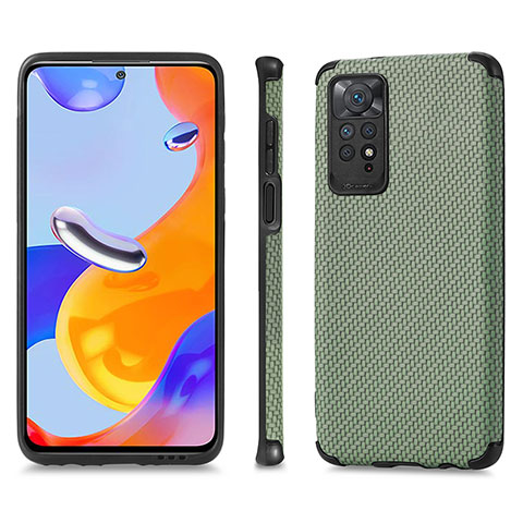 Funda Silicona Carcasa Ultrafina Goma con Magnetico S01D para Xiaomi Redmi Note 11 Pro 4G Verde