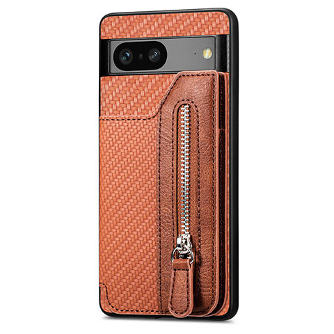 Funda Silicona Carcasa Ultrafina Goma con Magnetico S02D para Google Pixel 7a 5G Marron