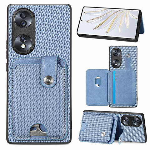 Funda Silicona Carcasa Ultrafina Goma con Magnetico S02D para Huawei Honor 70 5G Azul