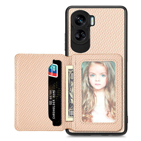 Funda Silicona Carcasa Ultrafina Goma con Magnetico S02D para Huawei Honor 90 Lite 5G Oro