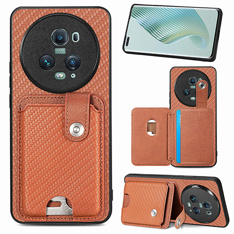 Funda Silicona Carcasa Ultrafina Goma con Magnetico S02D para Huawei Honor Magic5 Pro 5G Marron