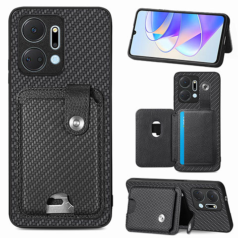 Funda Silicona Carcasa Ultrafina Goma con Magnetico S02D para Huawei Honor X7a Negro