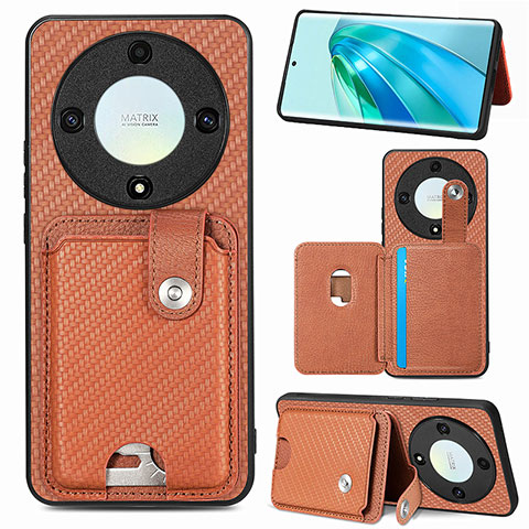 Funda Silicona Carcasa Ultrafina Goma con Magnetico S02D para Huawei Honor X9a 5G Marron