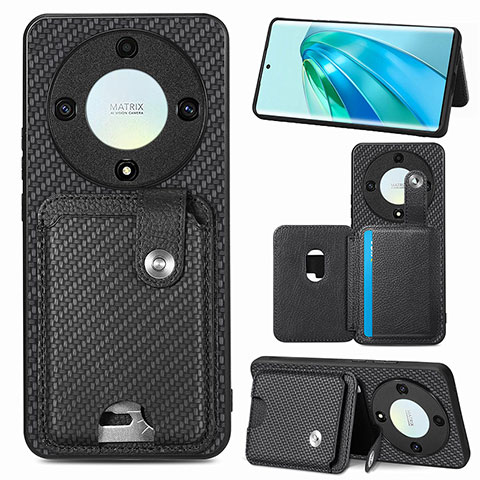 Funda Silicona Carcasa Ultrafina Goma con Magnetico S02D para Huawei Honor X9a 5G Negro