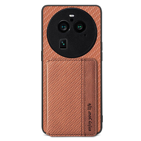 Funda Silicona Carcasa Ultrafina Goma con Magnetico S02D para Oppo Find X6 5G Marron