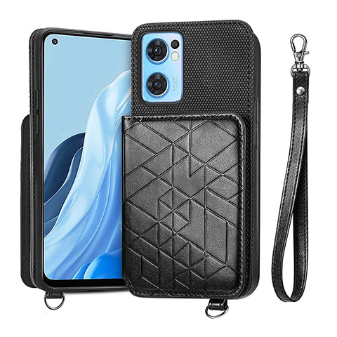 Funda Silicona Carcasa Ultrafina Goma con Magnetico S02D para Oppo Reno7 5G Negro