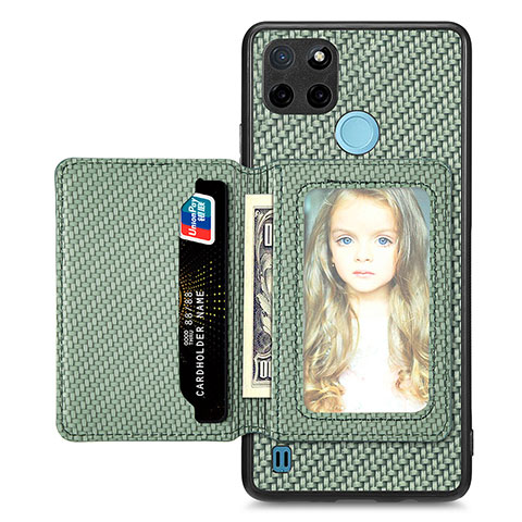 Funda Silicona Carcasa Ultrafina Goma con Magnetico S02D para Realme C21Y Verde