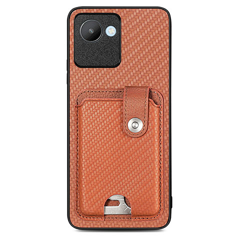 Funda Silicona Carcasa Ultrafina Goma con Magnetico S02D para Realme C30 Marron