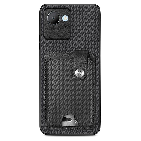 Funda Silicona Carcasa Ultrafina Goma con Magnetico S02D para Realme C30 Negro