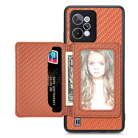 Funda Silicona Carcasa Ultrafina Goma con Magnetico S02D para Realme C31 Marron