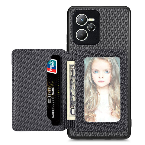 Funda Silicona Carcasa Ultrafina Goma con Magnetico S02D para Realme C35 Negro