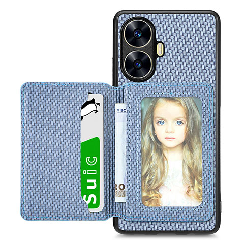 Funda Silicona Carcasa Ultrafina Goma con Magnetico S02D para Realme C55 Azul