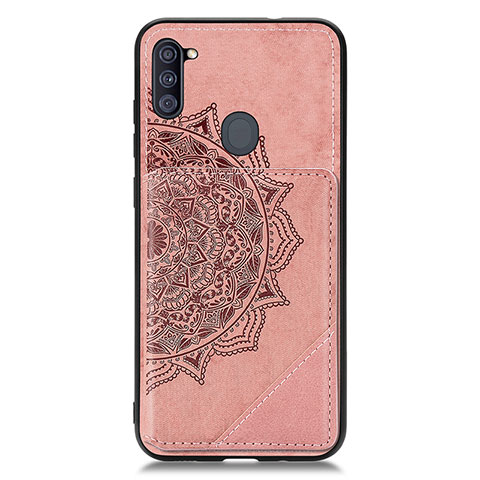 Funda Silicona Carcasa Ultrafina Goma con Magnetico S02D para Samsung Galaxy A11 Oro Rosa