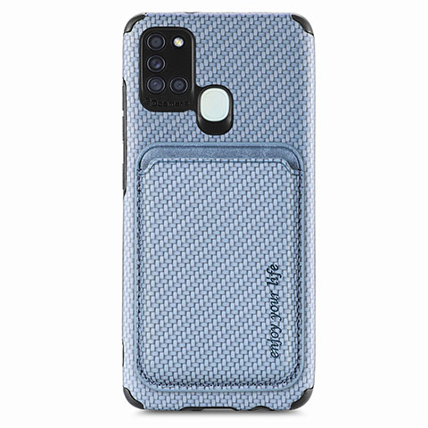 Funda Silicona Carcasa Ultrafina Goma con Magnetico S02D para Samsung Galaxy A21s Azul