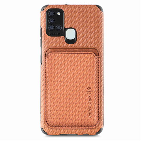 Funda Silicona Carcasa Ultrafina Goma con Magnetico S02D para Samsung Galaxy A21s Marron