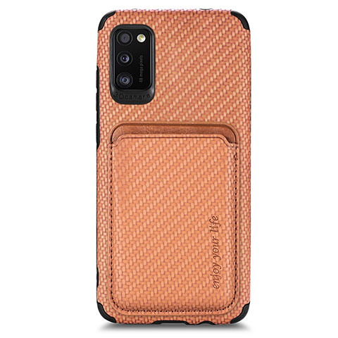 Funda Silicona Carcasa Ultrafina Goma con Magnetico S02D para Samsung Galaxy A41 Marron