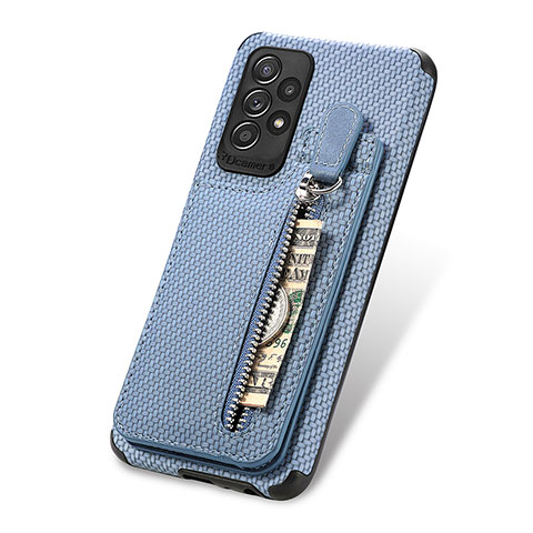 Funda Silicona Carcasa Ultrafina Goma con Magnetico S02D para Samsung Galaxy A52 4G Azul