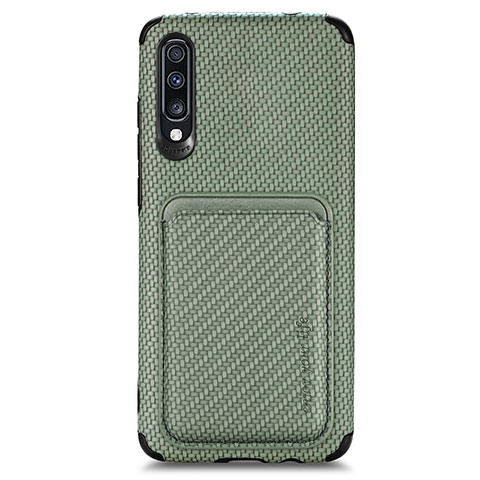 Funda Silicona Carcasa Ultrafina Goma con Magnetico S02D para Samsung Galaxy A70 Verde