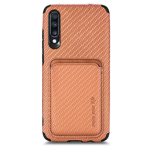 Funda Silicona Carcasa Ultrafina Goma con Magnetico S02D para Samsung Galaxy A70S Marron