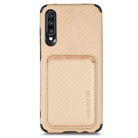 Funda Silicona Carcasa Ultrafina Goma con Magnetico S02D para Samsung Galaxy A70S Oro