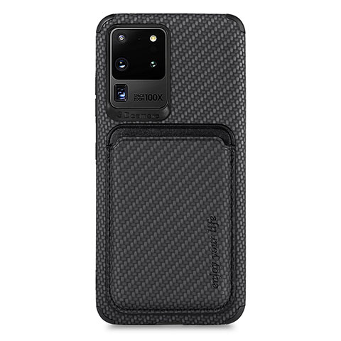 Funda Silicona Carcasa Ultrafina Goma con Magnetico S02D para Samsung Galaxy S20 Ultra 5G Negro