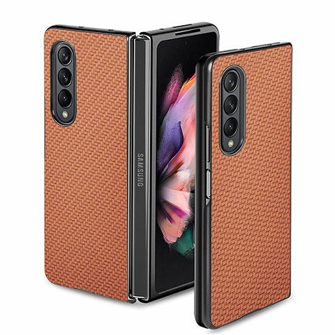 Funda Silicona Carcasa Ultrafina Goma con Magnetico S02D para Samsung Galaxy Z Fold3 5G Marron